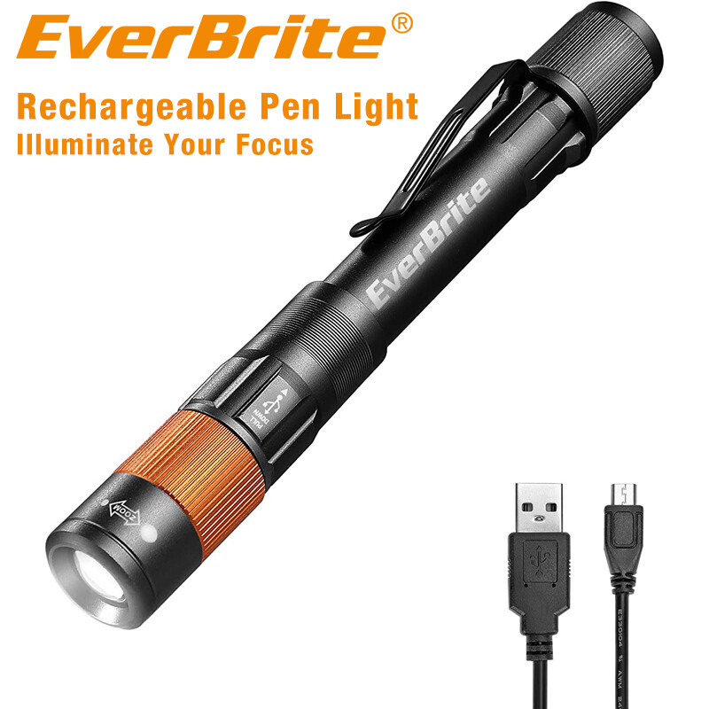 EverBrite Rechargeable Pen Light Zoomable Handheld Flashlight 4  Lighting Modes