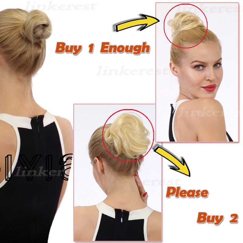 100% Remy Human Hair Messy Bun Hair Piece Wrap Scrunchie Chignon One Piece US