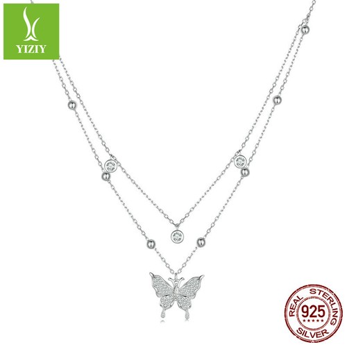 Fashion 925 Sterling Silver Double-layer Tassel Butterfly