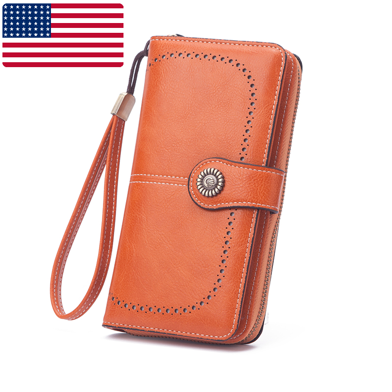 Womens  Leather Long Wallet Credit Card Holder Purse Clutch