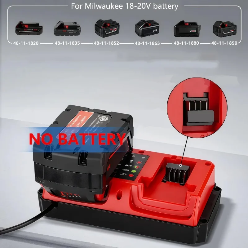 18V Rapid Charger Station Replacement for Milwaukee M18 Dual Bay Simultaneous Ra