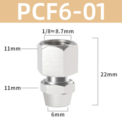 Hex Pneumatic Push In Fitting Female Straight Multi-Material PCF4/6/8/10/12/16