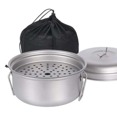 Outdoor Titanium Steamer Tableware Soup Pot Portable Camping Large Capacity