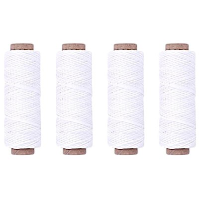 [4-Pack] Premium Waxed Polyester Thread for Leather Crafting, 1mm x 164ft