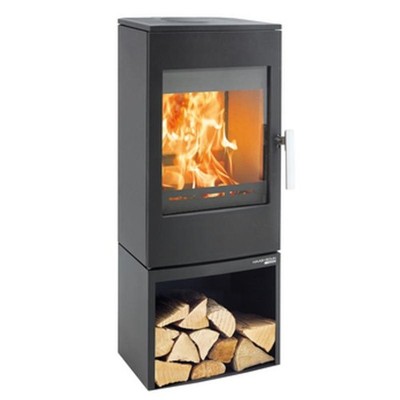 Haas+Sohn Kaminofen INZELL easy tief-schwarz mit Holzfach ohne Türe 6 kW