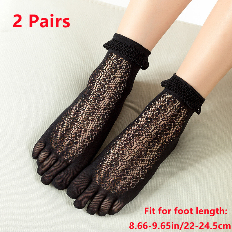 2-paires-femme-split-orteil-cinq-doigt-chaussettes-lacets-maille-respirant-comfy