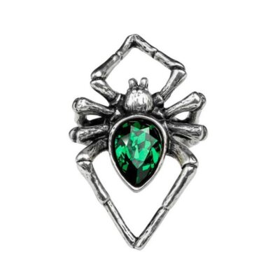 Alchemy Gothic Emerald Venom Pewter Spider Ring   Ships in 2-4 Weeks   Gothic