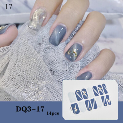 14Tips Nail Stickers Full Cover DIY Manicure Art Nail Foils Wraps 3D Nail Decal 