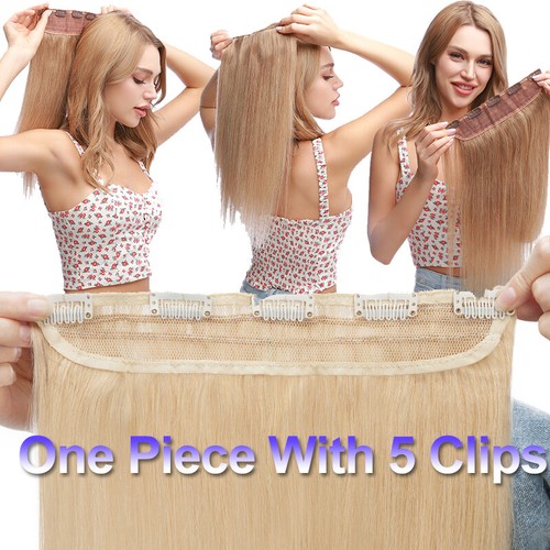Thick 100% Real Remy Human Hair Extensions Clip In One Piece Half Head 8''-24''