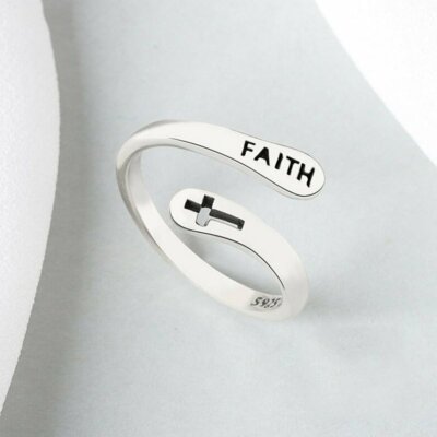 925 Silver Flower Cross Open Knuckle Finger Ring Women Adjustable Ring