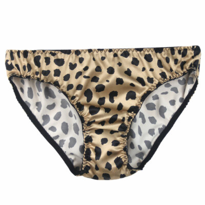Womens Leopard Bra Set French High Cut Panties 100% Silk Underwear
