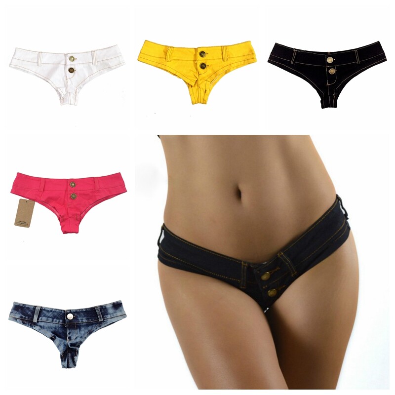 Women Denim Low Waist Micro Mini Short Jean Hot Pant Briefs Dance Party Club
