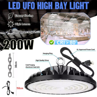 200W UFO Led High Bay Lights Commercial Industrial Factory Warehouse Shop Lamps