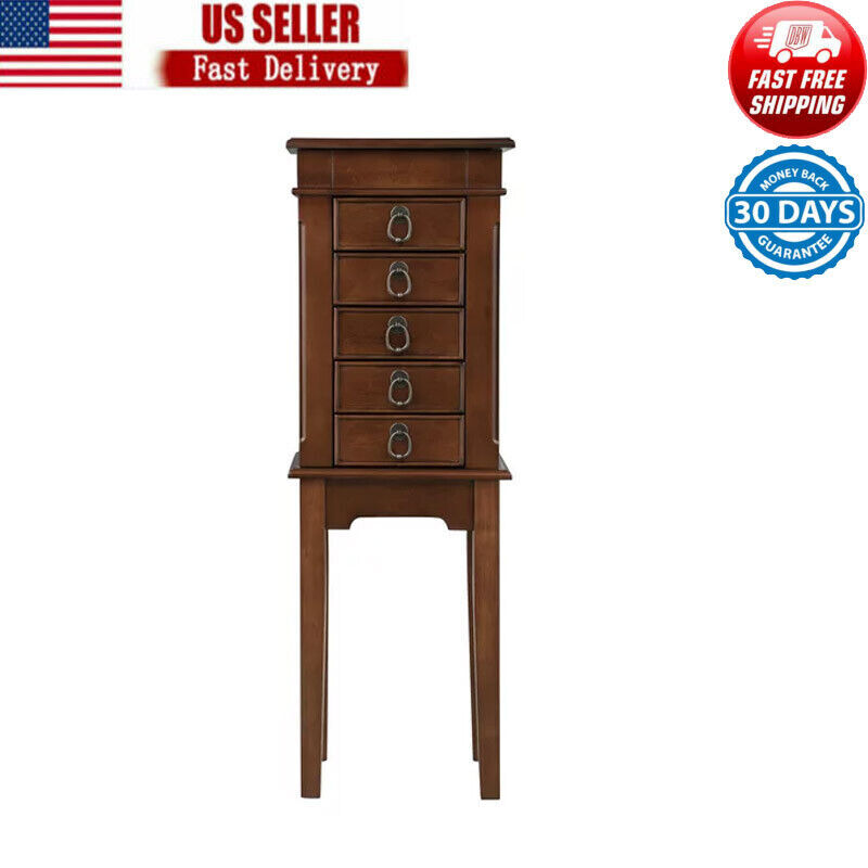 Kami Walnut Jewelry Armoire Women's For Organizing & Storage