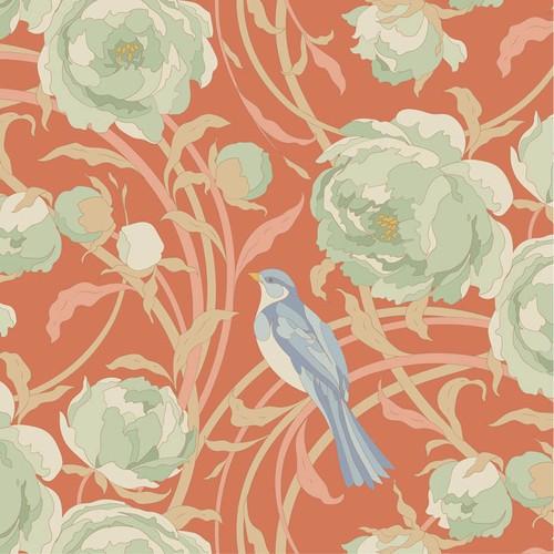 Quilting Patchwork Fabric TILDA Songbird Cora Coral 50x55cm FQ