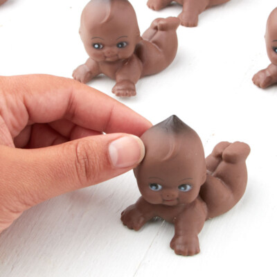 Set of 36 African American Soft Vinyl Kewpie 2-1/2'' Baby Dolls