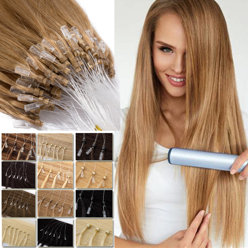 100 Remy Human Hair Extensions Micro Loop Ring Beadsthick 200s
