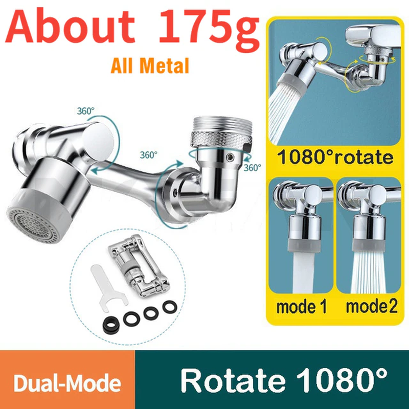Metal 1080&deg; Universal Rotation Faucet Sprayer Head 22/24Mm Adaptor Washbasin Fau