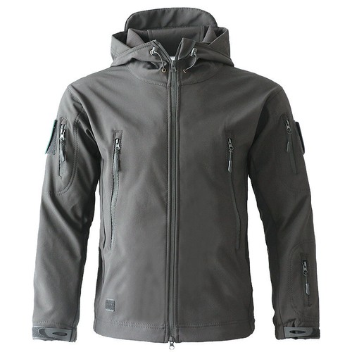 Men Waterproof Tactical Soft Shell Jacket Coat Fleece Lined Zip Up Hoodie Jacket