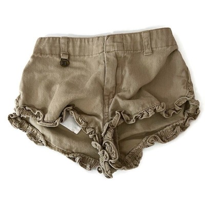 Ralph Lauren Baby Toddler Khaki Ruffle Shorts Girls Size 12 Mo Charm Pony Logo