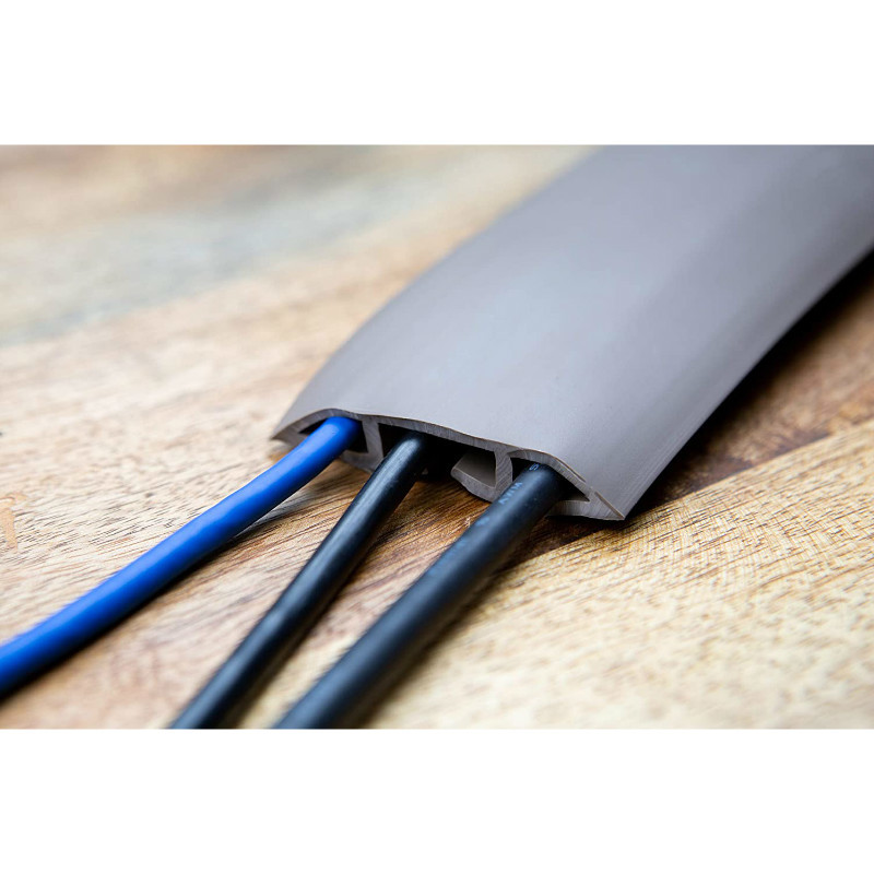 Self Adhesive Floor Cable Concealer Cord Wire Cover Trough Protector Safety Grey