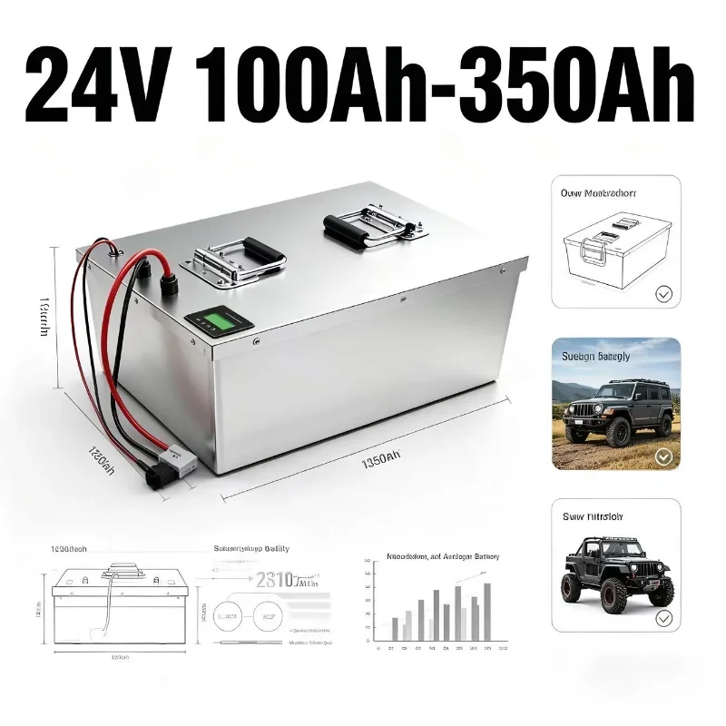 24V 100Ah-350Ah Li-ion Battery Pack with Charger Widely used for solar energy s
