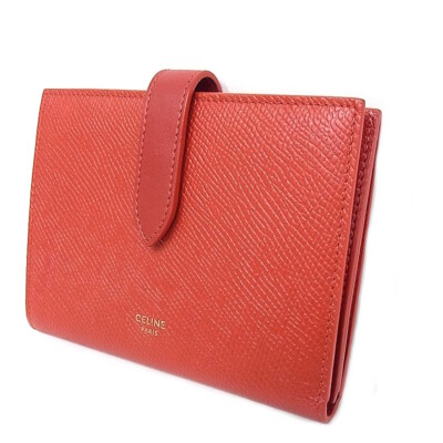 希少✨Celine Studs Bifold Wallet Leather zipped bi-fold wallet IN grained calfskin - BLACK | CELINE