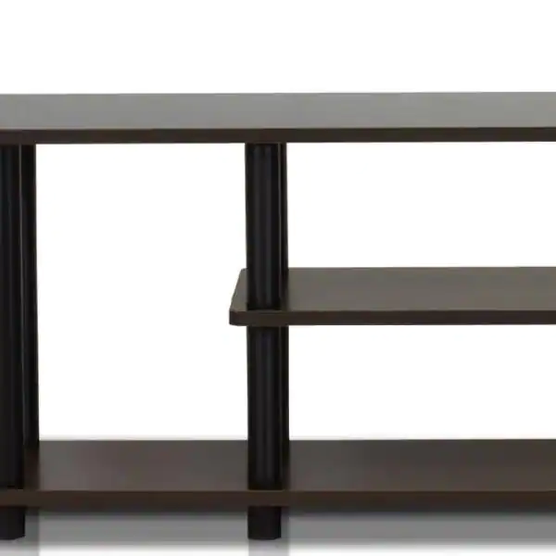 44 In. Walnut and Black Particle Board TV Stand Fits TVs up to 50 In