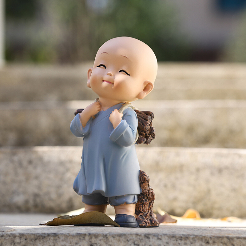 Cute Buddha Statue Monk Kung Fu Resin Art Handicrafts Figurine Ornament New