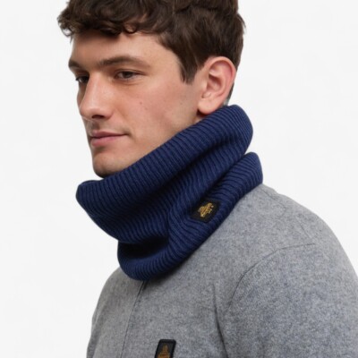 Шарф Refrigiwear Diran, темно-синий утеплитель для шеи в рубчик с нашивкой