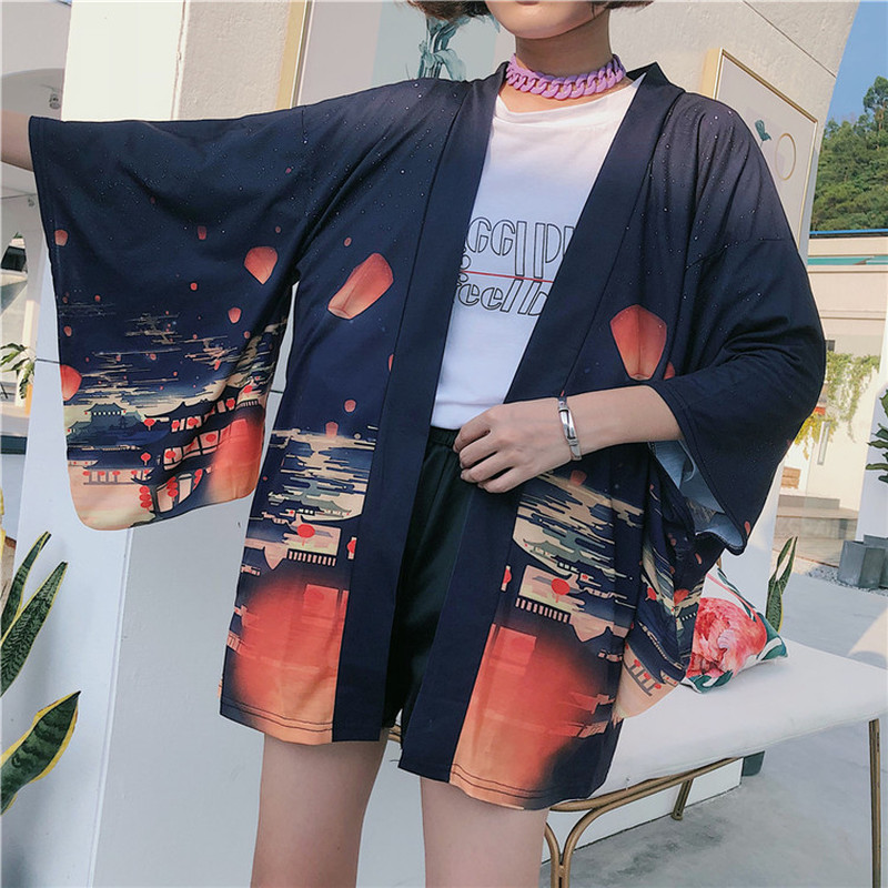 Men Women Kimono Cardigan Jacket Coat Outwear Yukata Haori Japanese Vintage Tops
