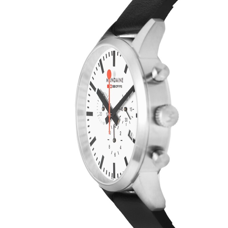 Pre-owned Mondaine Original  Quartz Watch 41mm 5atm Leather Band Chronograph Swiss Made Men