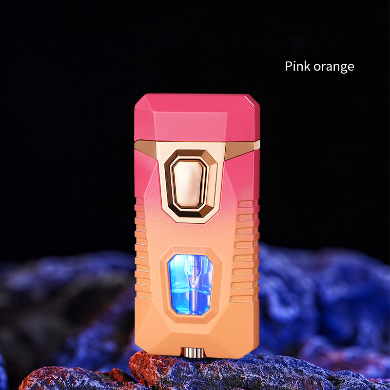Cigarette Cigar Lighter Torch Double Flame Butane Gas Windproof Metal Lighters