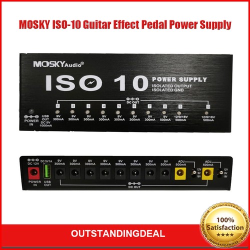 Alimentation Multi-Sorties MOSKY ISO10 Pour Pédales - 10 Isolées + USB - Idéal Effets Guitare Stable