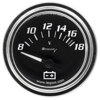 Equus Voltmeter Gauge 7268; 7000 Series 8-18 Volts 2'' Short Sweep Electric