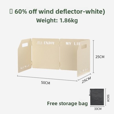 White Heavy-Duty 4-Fold Camping Stove Windshield Steel Wind Deflector Portable