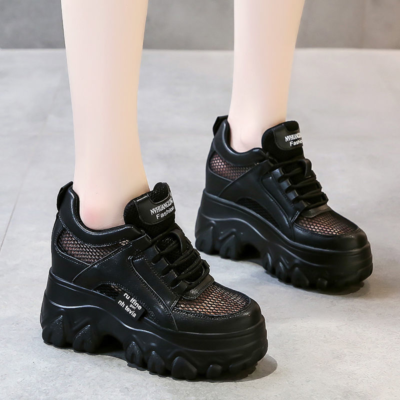 Womens Casual Hidden Wedge High Heels Summer Breathable Platform