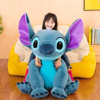Giant 80cm Disney Stitch Doll Lilo Stuffed Toys Plush Cartoon Kids Gift Angel