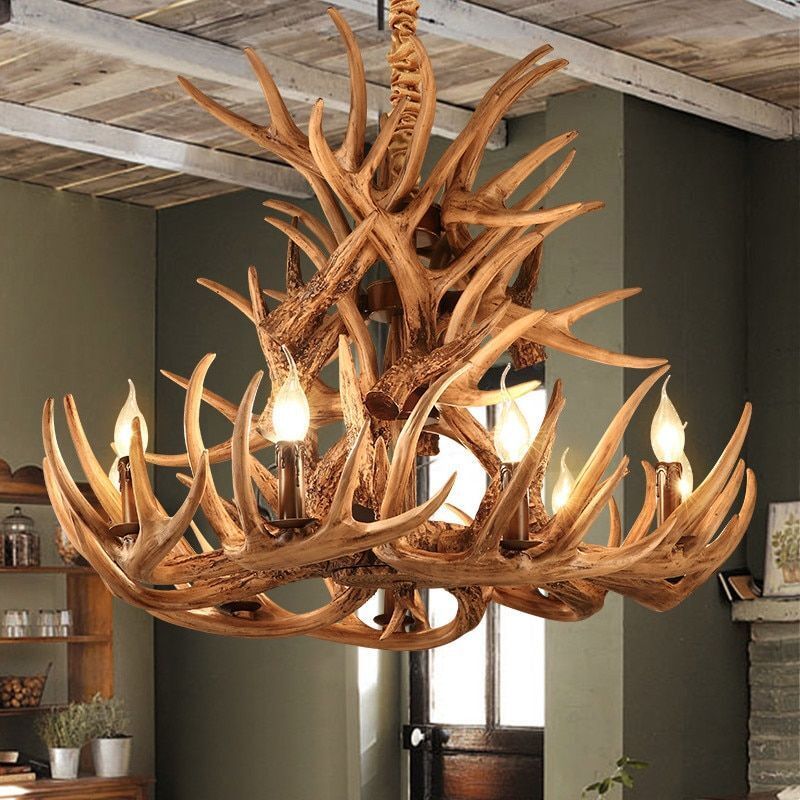 Chandelier Lamp Modern Led Antler Vintage Lights Novelty Style