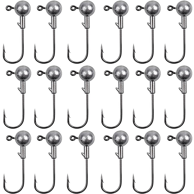 50Pcs 1/32 1/16 1/8 oz Lead Jig Head Fishing Hooks Jig Heads Lures Bait Crappie