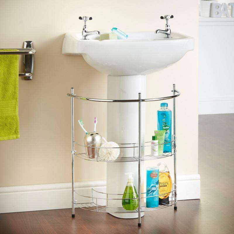 Under Around Free Standing Bathroom Wash Basin Storage Rack Chrome