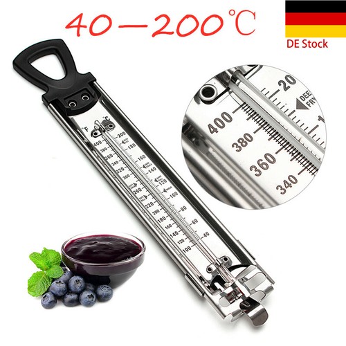 Zuckerthermometer Einkochthermometer Drahtkorb 40°C bis 200 °C Analog Einkoch DE