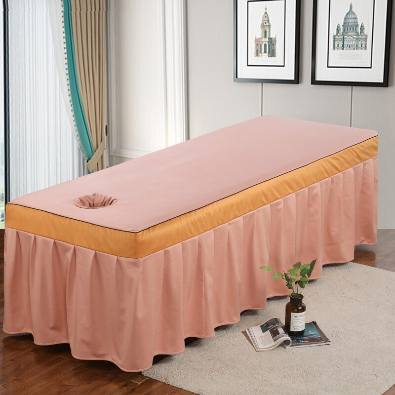 1X Cotton Massage Table Skirt Bed Cover Elastic Spa Fitted Sheet with Face Hole