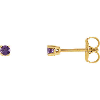 JADiamonds 2.5mm Round Amethyst Earrings In 14K Yellow Gold
