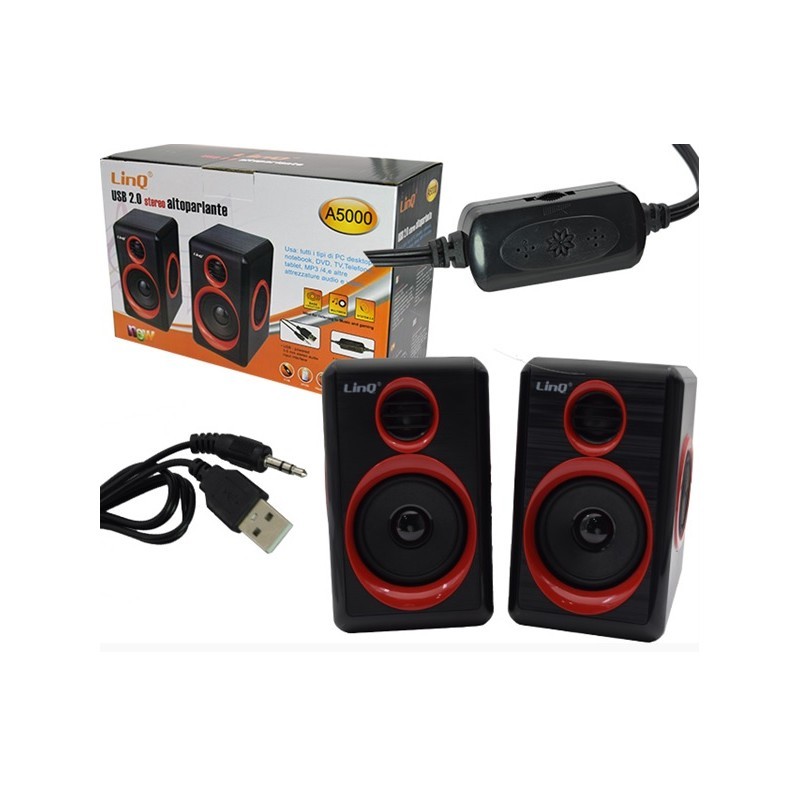 Casse Altoparlanti Stereo Usb 2.0 Pc Dvd Tv Mp3 Tablet Linq A5000