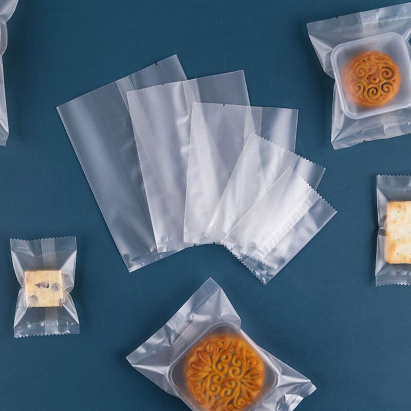 100Pcs Thicker Machine Seal Bags Clear Frosted Food Biscuit DIY Baking Cake B T4