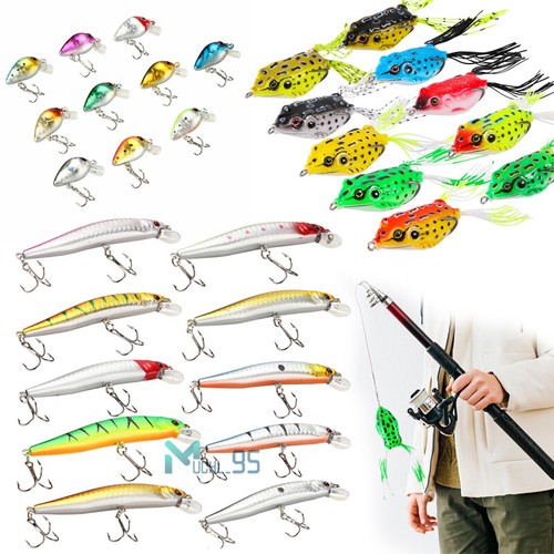 Fishing Lures Kit Mixed Crank Baits with Hooks for Saltwater Freshwater Fishing