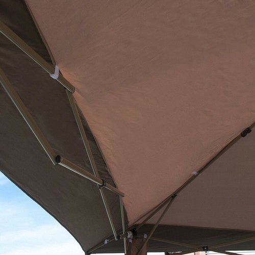 ALEKO Double Roof Polyester Patio Gazebo Picnic Sun Shade Canopy 10X10 Ft Brown