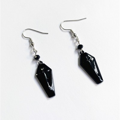 Gothic Vampire Bat Coffin Earrings Alternative Halloween Red Ename Cross Jewelry