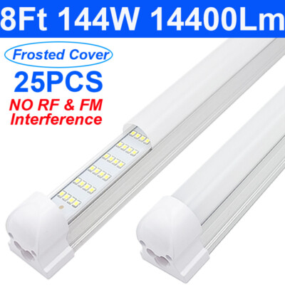 8Ft Led Shop Light Plug In Led Bulbs Frost 144W 8 Foot Led Light Fixture 25 Pack